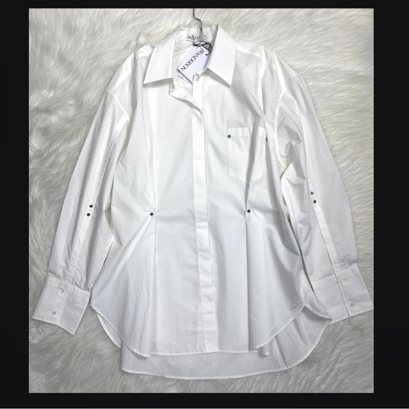 JW Anderson Oversized Pleated Boyfriend Button Down Shirt sz 10 NWT - Picture 5 of 10
